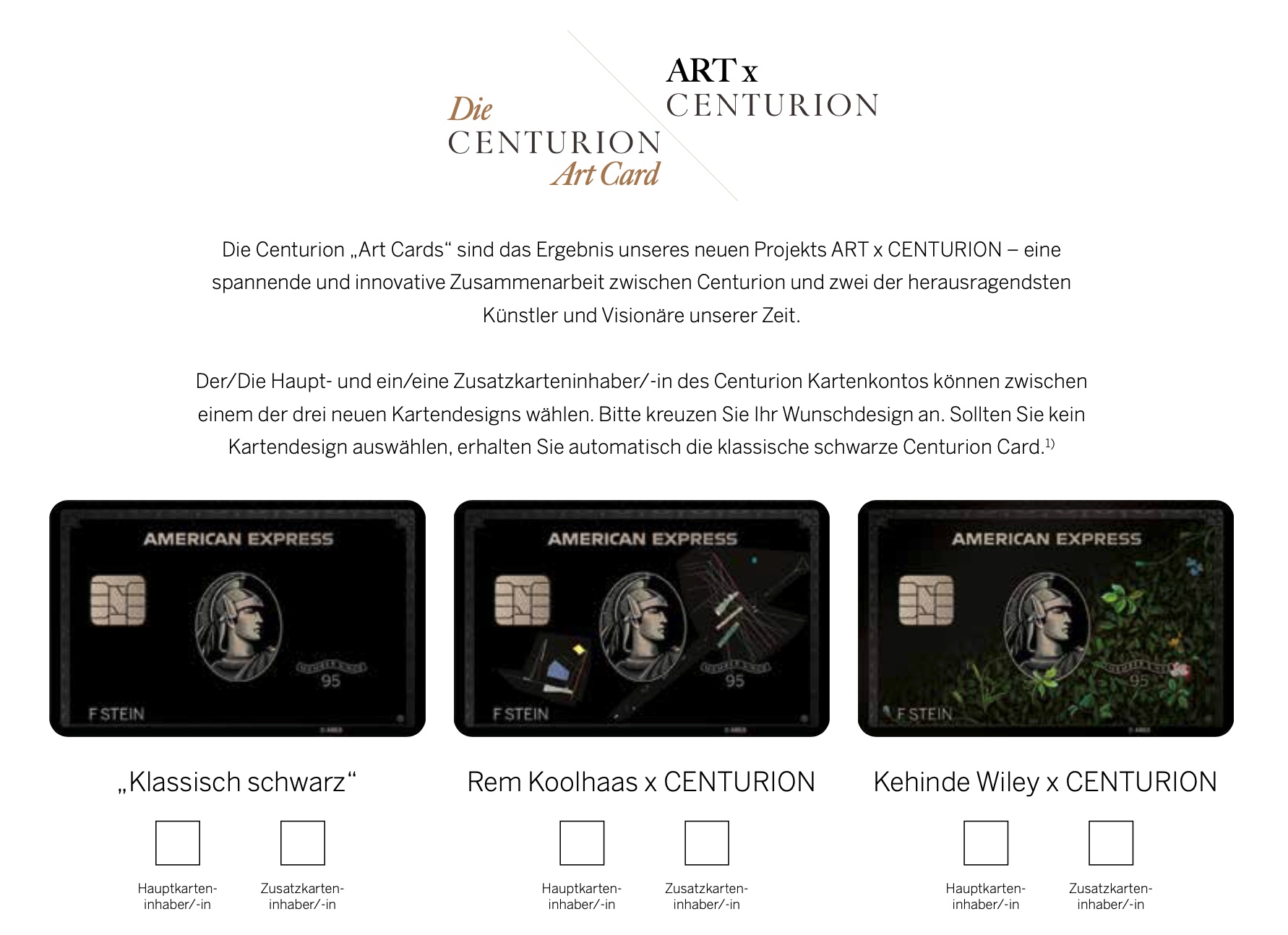 Die neuen Amex Centurion Kartendesigns
