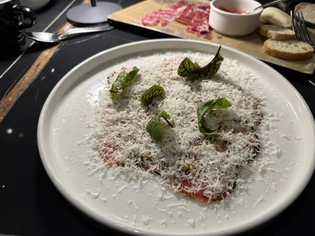 Beef carpaccio with parmesan